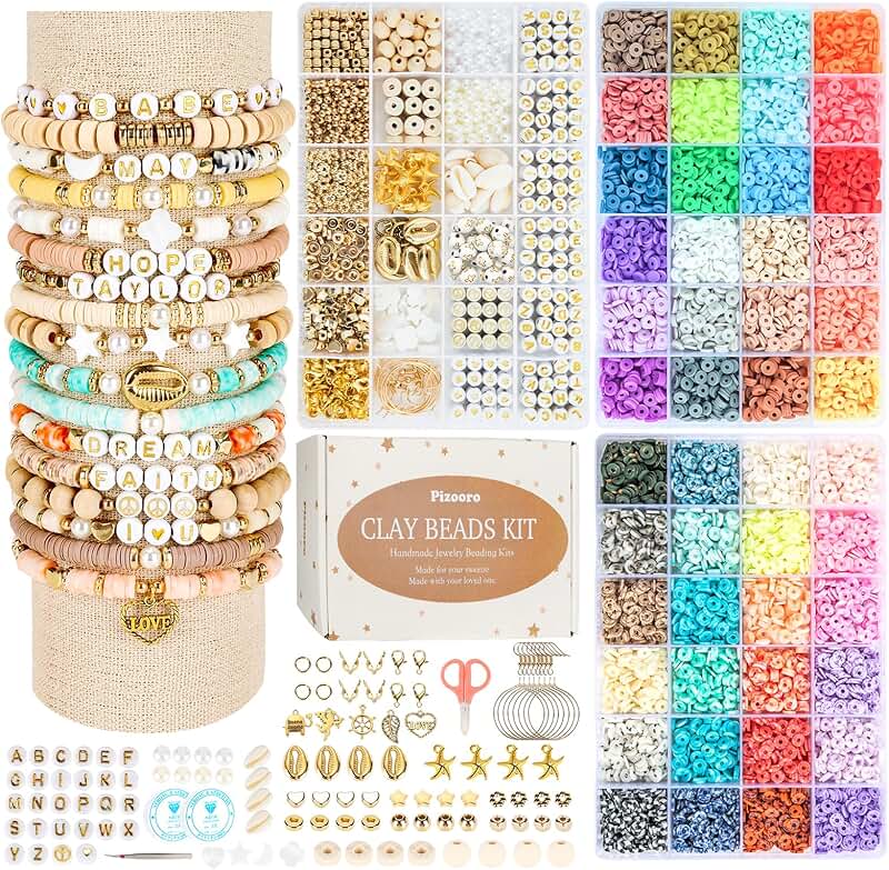 Clay Beads Bracelet Making Kit with 10500 Pieces