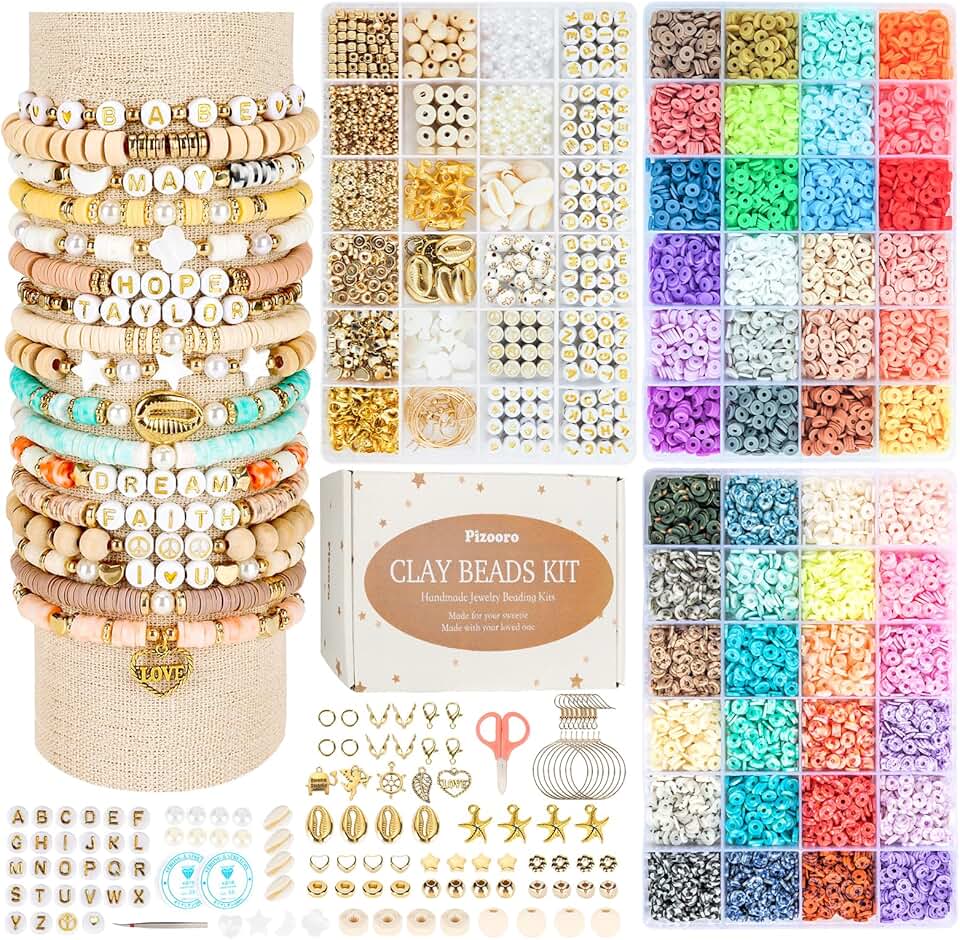 Clay Beads Bracelet Making Kit with 10500 Pieces