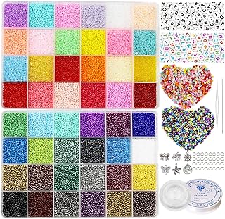 38500pcs 2mm Glass Seed Beads and Alphabet Beads Kit