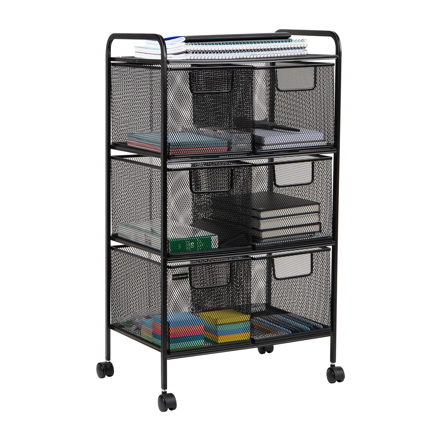 Multipurpose Rolling Cart with Drawers and Metal Mesh