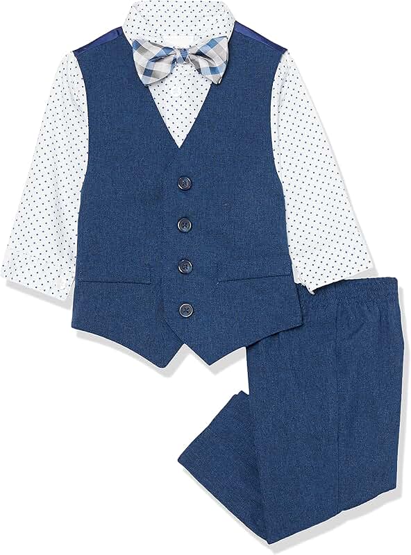 Baby Boys Formal Dress Set with Vest, Shirt, Pants, and Tie
