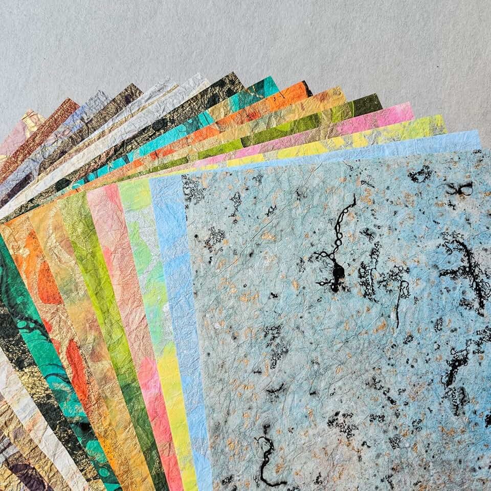 Mulberry Marble Paper Pack, 30 Sheets, 15 Designs
