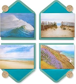 20 blank cards with keepsake box featuring a seaside design