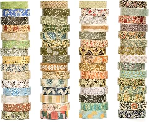 60 Rolls Decorative Washi Tape for Crafts and Journals
