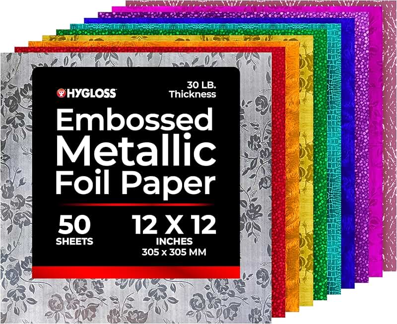 Assorted Metallic Foil Paper, 50 Sheets, 12x12 Inches