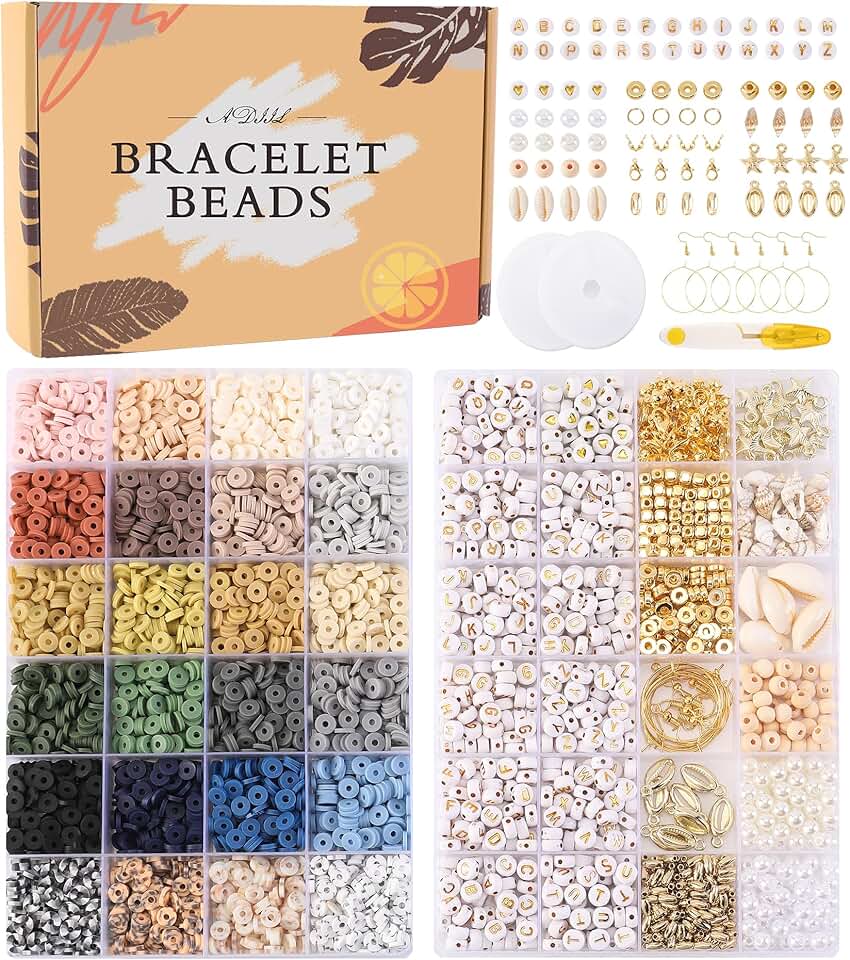 7200-Piece Clay Beads Friendship Bracelet Kit in 24 Colors