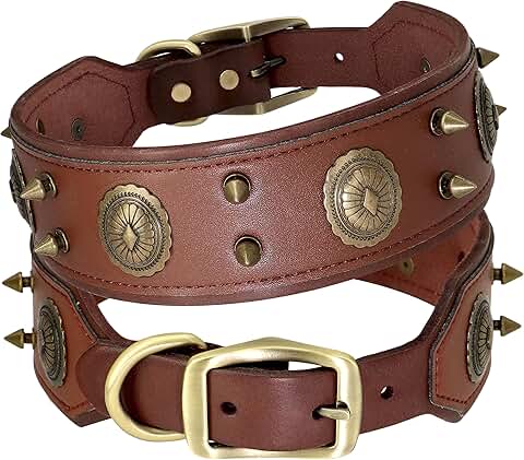 Heavy Duty Leather Dog Collar with Spikes and Studs