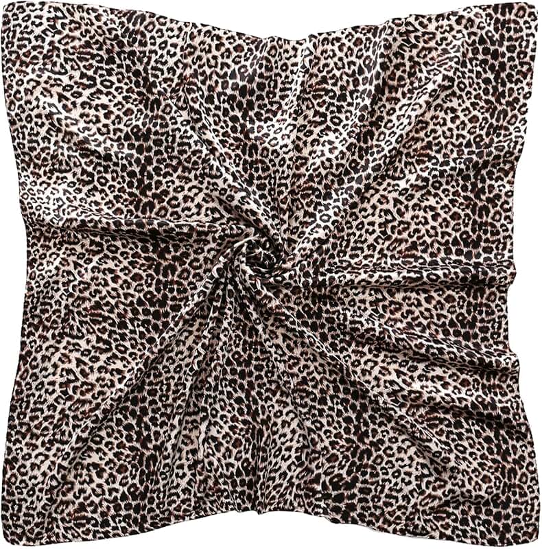 35-inch Square Silk-Like Head Scarf for Hair and Nightwear