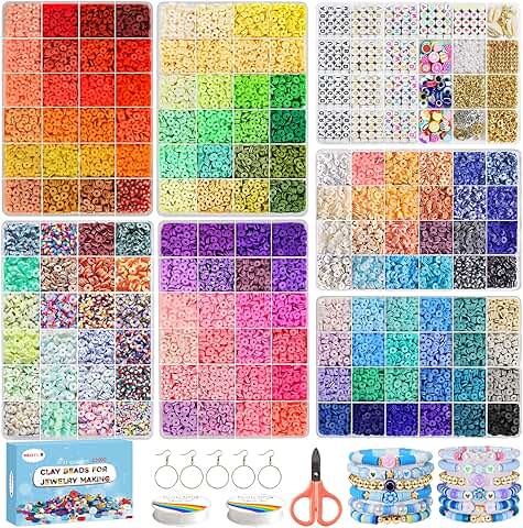 Clay Beads Bracelet Making Kit with 144 Colors and Charms