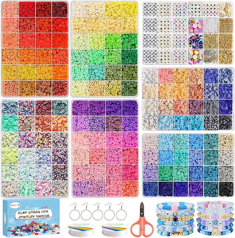 Clay Beads Bracelet Making Kit with 144 Colors and Charms