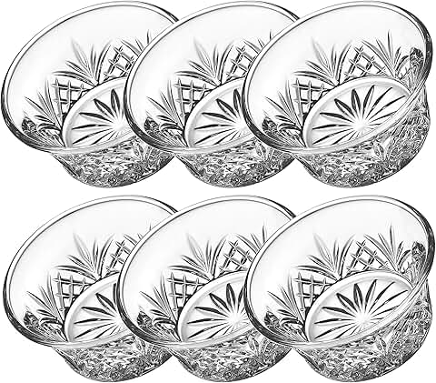 Set of 6 Mini Crystal Bowls for Dips and Desserts
