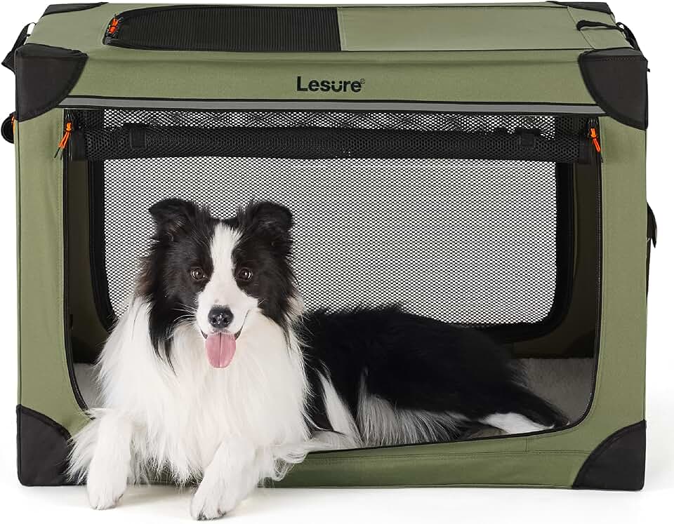 Soft Collapsible 36-Inch Dog Crate for Indoor and Outdoor Use