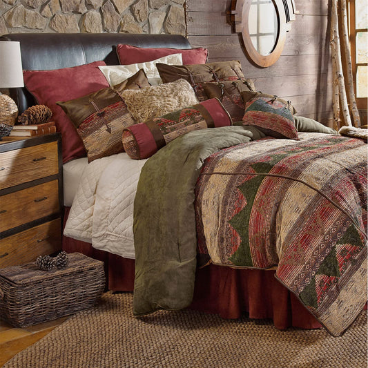 Paseo Road by  Sierra 7 Piece Comforter Set, Super Queen, Faux Suede Western Rustic Cabin Lodge Bedding Set, 1 Comforter, 1 Bedskirt, 2 Pillow Shams, 2 Accent Pillows, 1 Neckroll