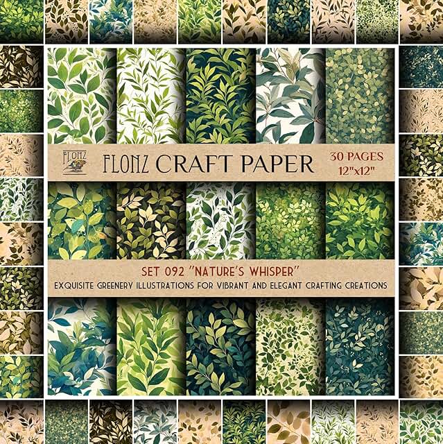 Greenery Illustration Scrapbook Paper, 30 Pages