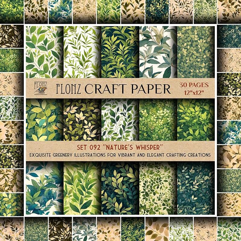 Greenery Illustration Scrapbook Paper, 30 Pages