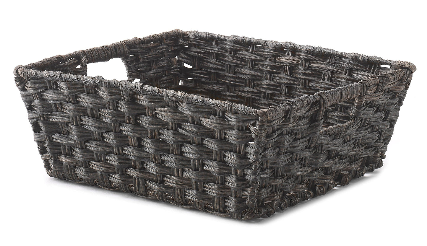 Split Rattique Shelf Tote-Driftwood, Brown