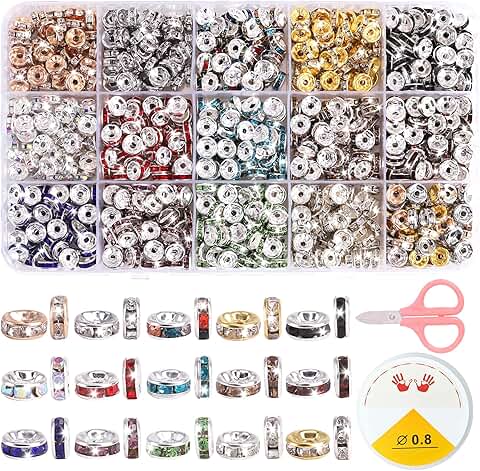 902 Pieces of 8mm Crystal Rhinestone Spacer Beads