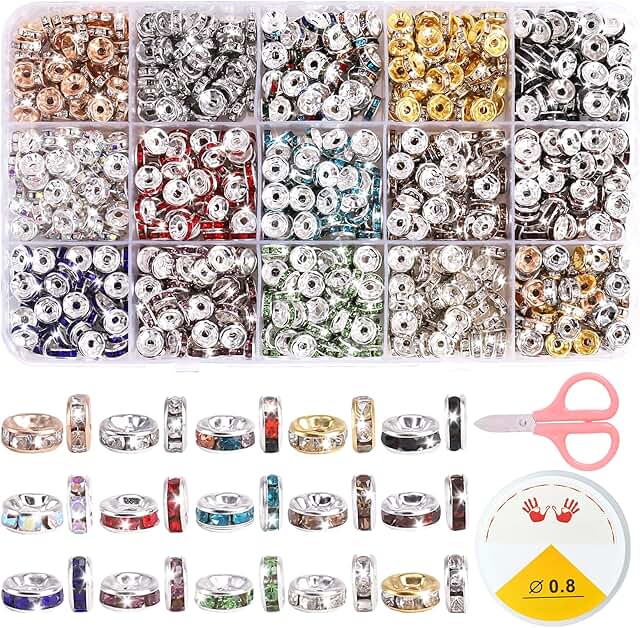 902 Pieces of 8mm Crystal Rhinestone Spacer Beads