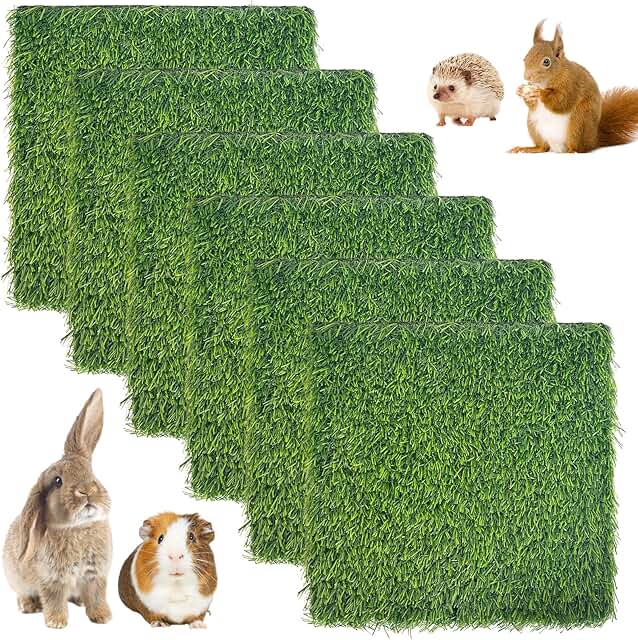 6 Reusable Artificial Rabbit Grass Mats for Small Pets