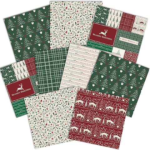 Festive Christmas Double-Sided Scrapbook Paper Pack, 12x12, 9 Sheets