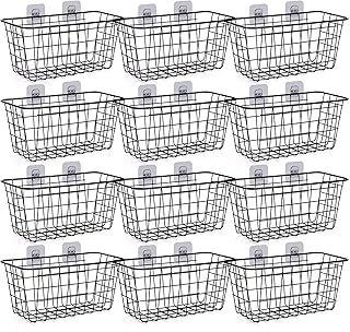 Set of 12 Metal Wall-Mounted Storage Baskets