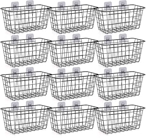 Set of 12 Metal Wall-Mounted Storage Baskets
