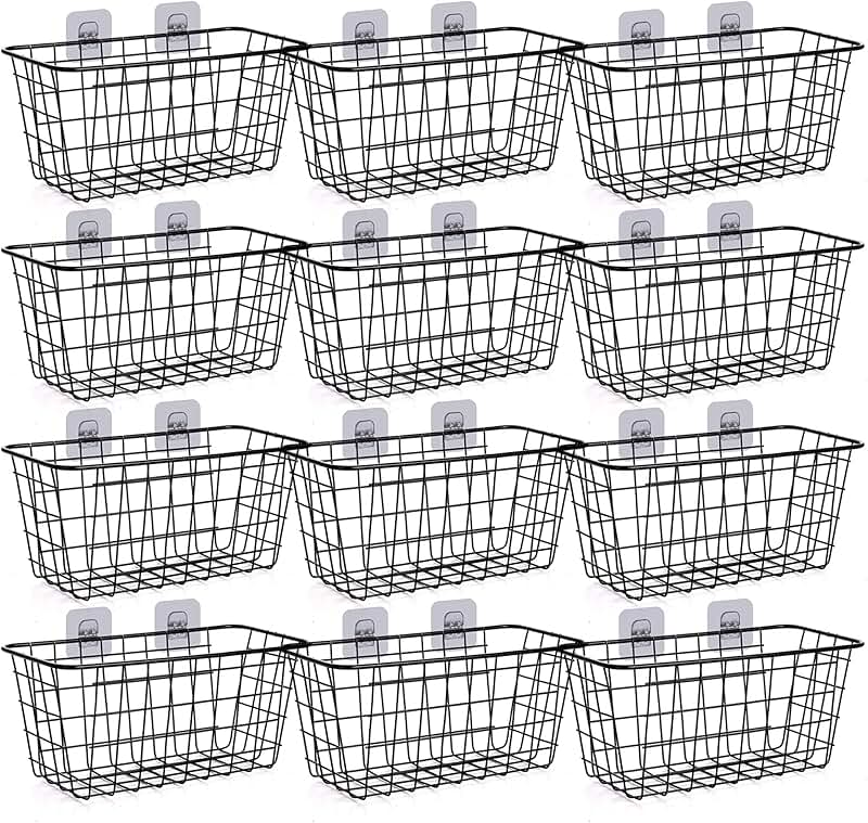 Set of 12 Metal Wall-Mounted Storage Baskets