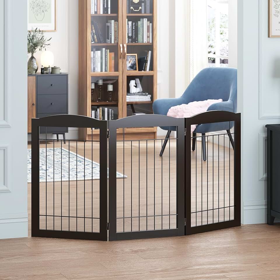 Freestanding Wire Pet Gate for Dogs, 30 Inches Tall