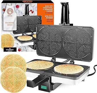 Electric Krumkake and Pizzelle Maker for Cookies and Cones