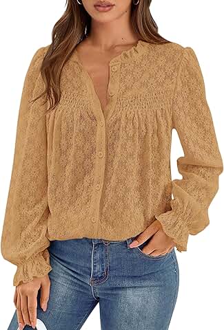 Lace Long Sleeve Fall Women's Blouse