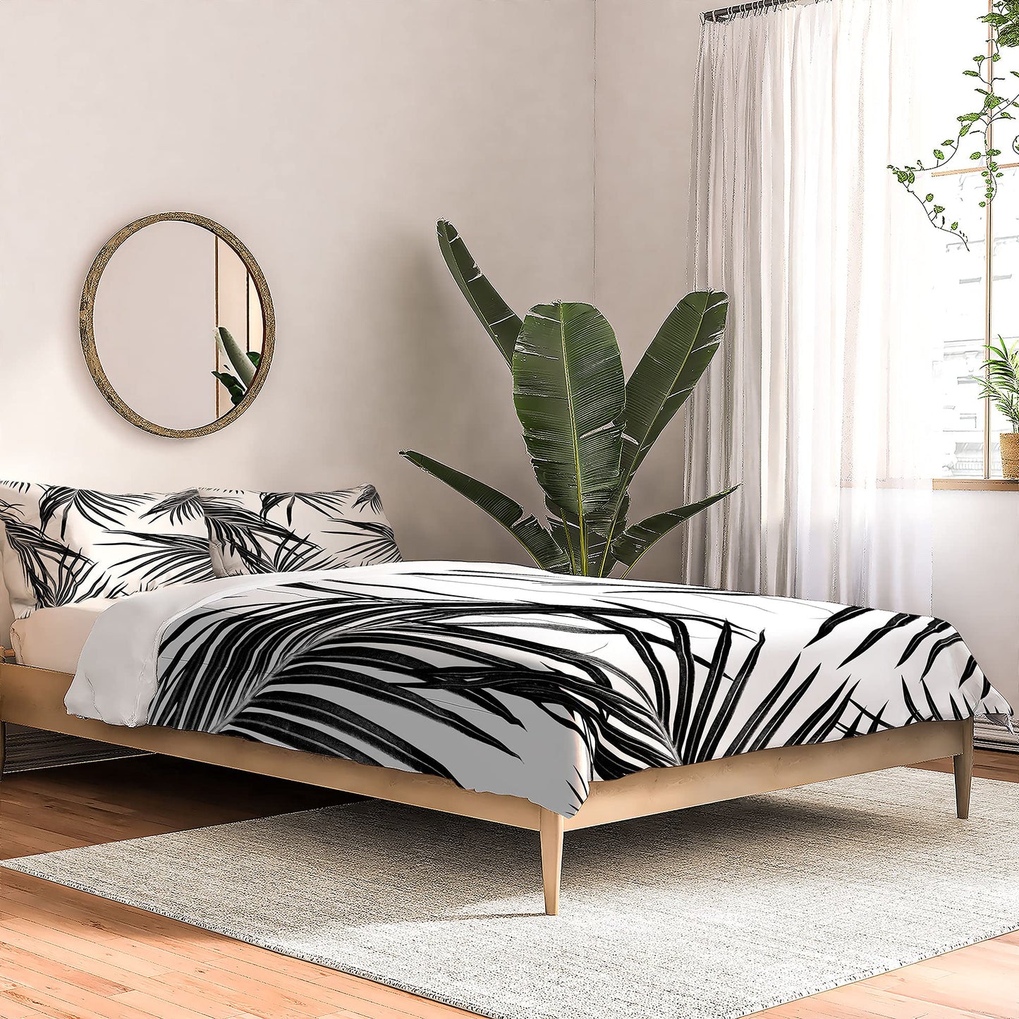 2021 Cotton Comforter, King, Anita's  Bella's Artwork Black Palm Leaves Dream 1