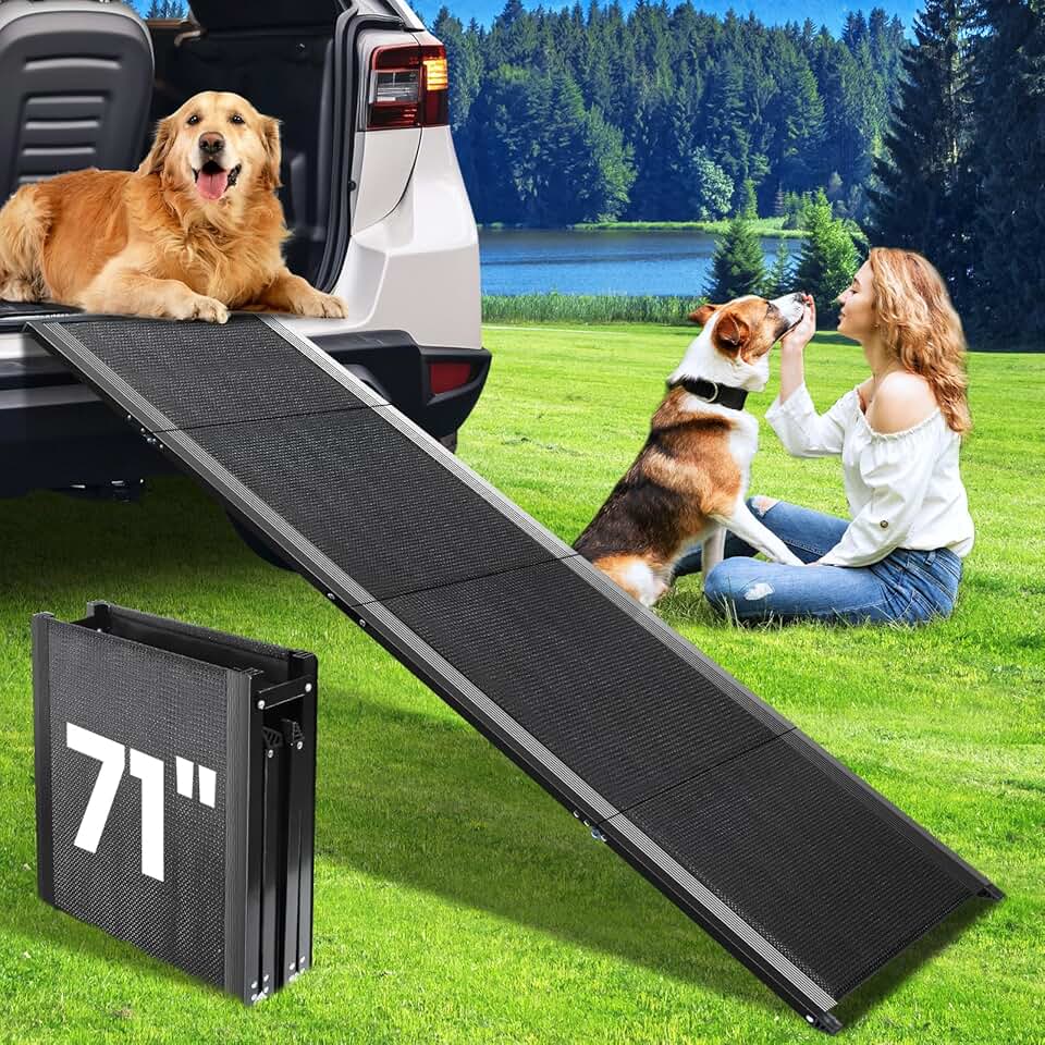 Dog Car Ramp, 71x17 Inches, Non-Slip, Portable