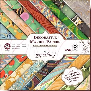 Marbled Handmade Scrapbook Papers, 12x12 inches, 24 sheets