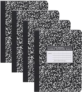 Set of four black marble hardcover notebooks, 9.75" x 7.5"