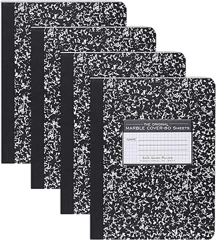 Set of four black marble hardcover notebooks, 9.75" x 7.5"
