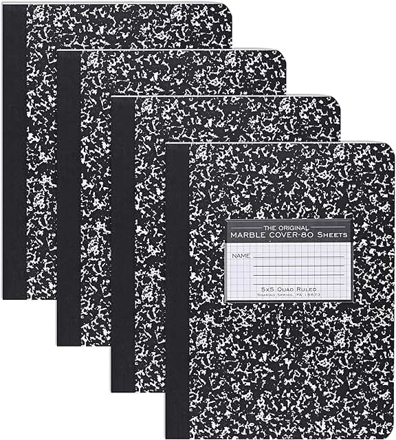 Set of four black marble hardcover notebooks, 9.75" x 7.5"