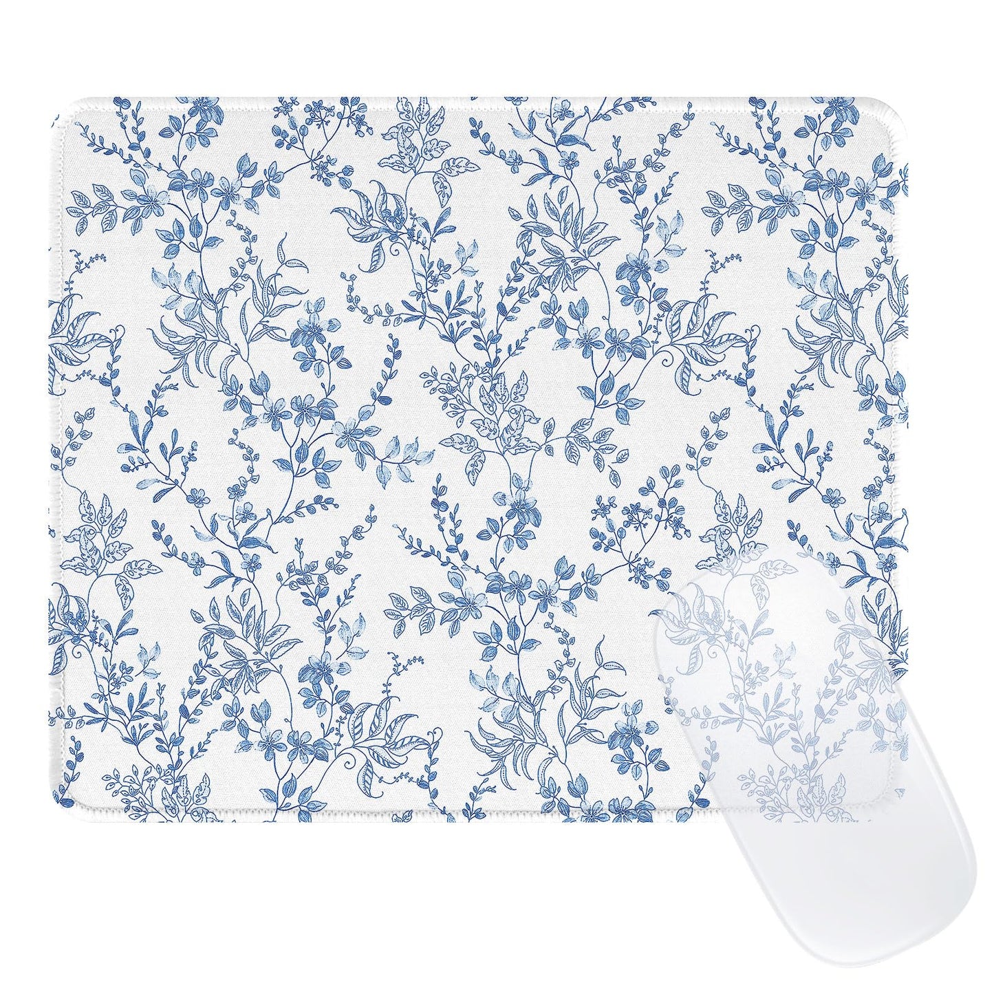 Blue floral waterproof non-slip mouse pad