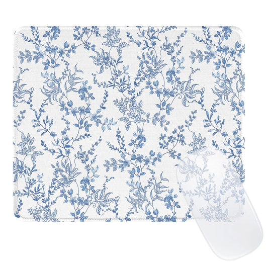 Blue floral waterproof non-slip mouse pad
