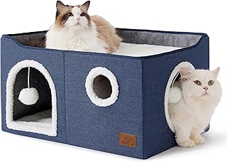 Large Cat Bed with Cube Design and Accessories