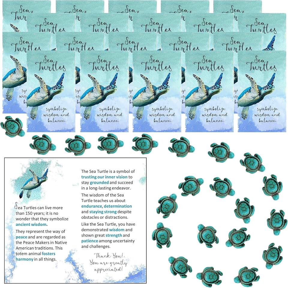 20 Gift Sets of Turquoise Sea Turtle Cards and Keepsakes