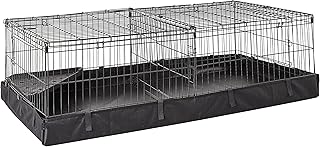 Leakproof Guinea Pig Cage with Divider, Black, 47.6"L x 24.2"W x 14"H