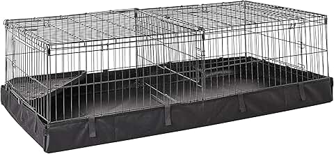 Leakproof Guinea Pig Cage with Divider, Black, 47.6"L x 24.2"W x 14"H