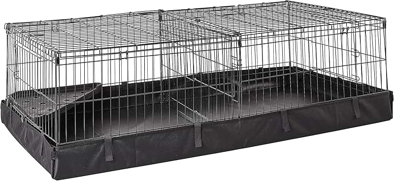 Leakproof Guinea Pig Cage with Divider, Black, 47.6"L x 24.2"W x 14"H