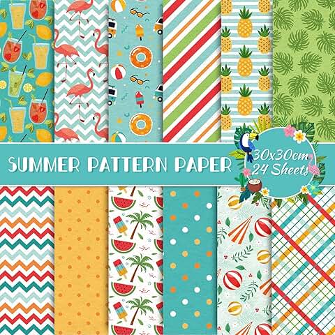 Summer Pattern Paper Pack with 12 Designs, 24 Sheets