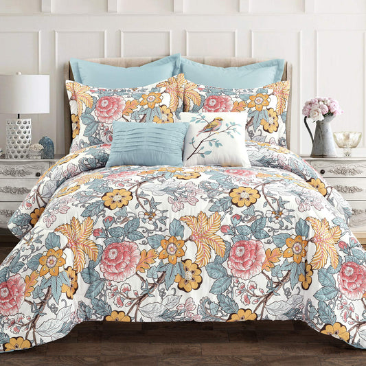 Blue and Yellow Sydney 7-Piece Comforter Set Bedding Full/Queen)