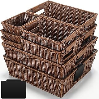 9-Piece Wicker Storage Baskets with Handles