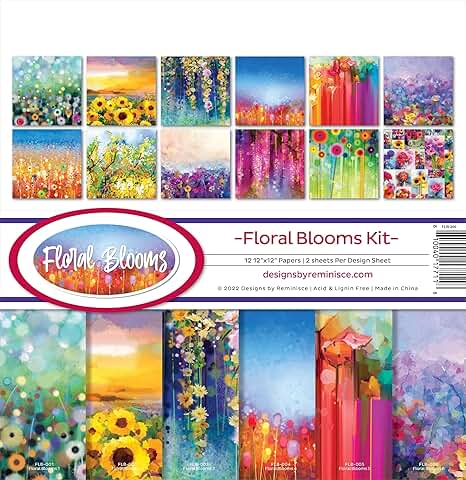 Floral Blooms Scrapbook Collection Kit, 12x12 Inches