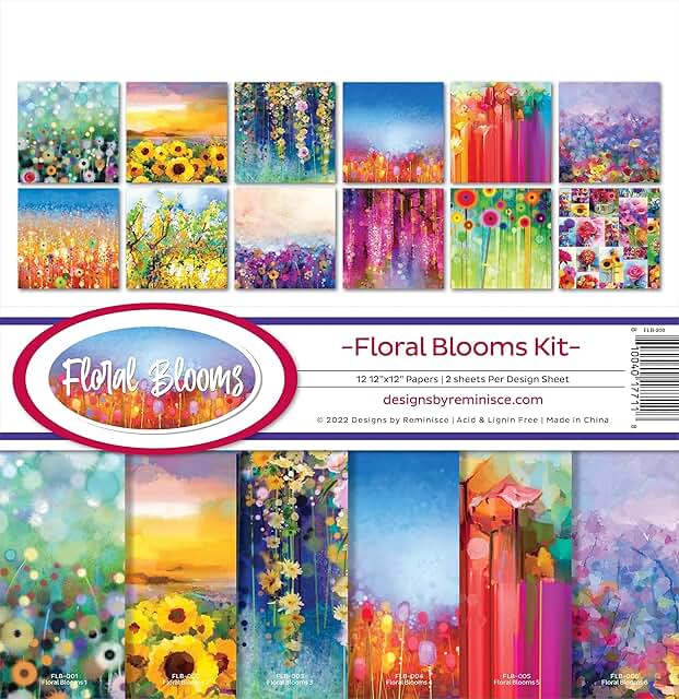 Floral Blooms Scrapbook Collection Kit, 12x12 Inches