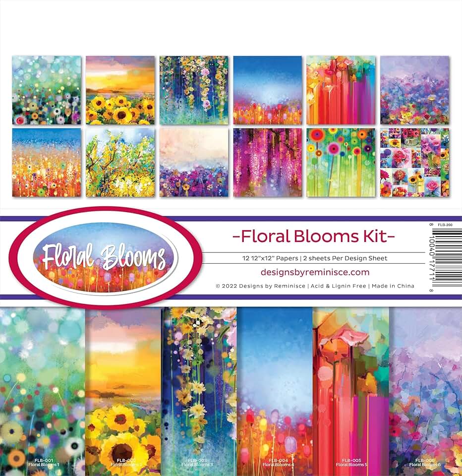 Floral Blooms Scrapbook Collection Kit, 12x12 Inches
