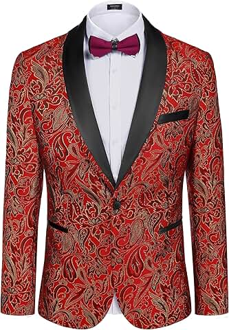 Men's Slim Fit Floral Tuxedo Jacket for Formal Events